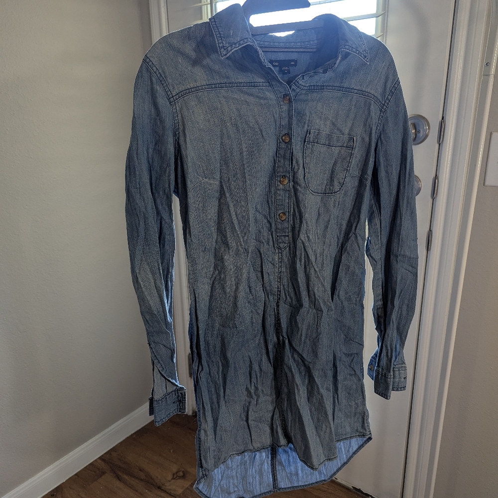 GAP Light Blue Denim Shirt Dress